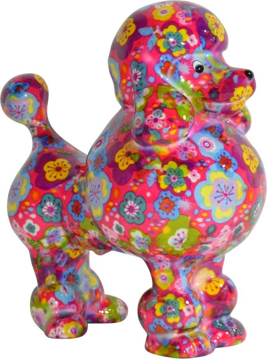 Pomme Pidou Poodle Paris spaarpot | Poedel - Roze met bloemen